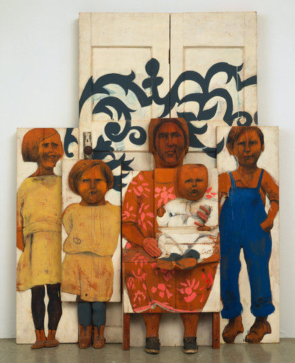 “The Family,” from 1962, made of painted wood, sneakers, a door knob and a plate. 