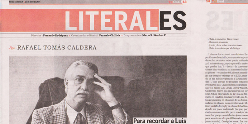 Para recordar a Luis [Castro Leiva], por Rafael Tomás Caldera