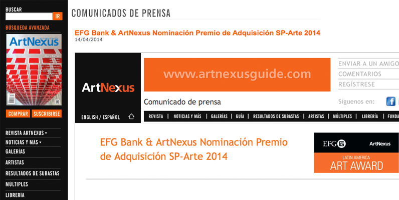 EFG Bank & ArtNexus Nominación Premio de Adquisición SP-Arte 2014